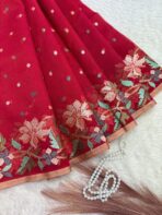 Phoolkanwal (saree) - Blush in blooms - Hot red
