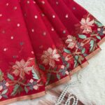 Phoolkanwal (saree) - Blush in blooms - Hot red