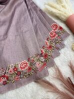 Cross stitch on Tussar silk in Mauve - Image 2