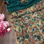 Chanderi cotton with Kalamkari - Bottle green