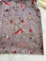 Cross stitch on Tussar silk in Mauve - Image 4