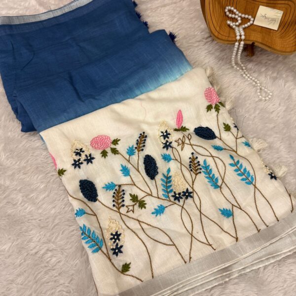 Gulnar bloom (organic linen cotton) - Blues