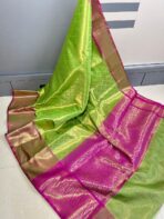 Sukhi (saree) - Parrot green and pink - Image 3