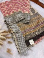 Block printed Tussar - 001