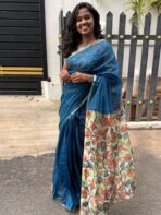 Chanderi cotton with Kalamkari - Indigo