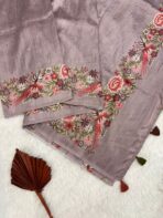 Cross stitch on Tussar silk in Mauve