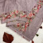 Cross stitch on Tussar silk in Mauve