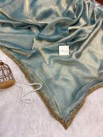 NoorPatta (Space silk saree) - Ice blue - Image 4