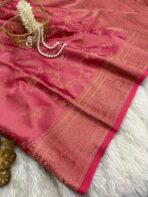 Suchitra (semi silk saree) - Dusty rose - Image 3
