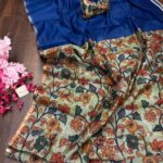Chanderi cotton with Kalamkari - Royal blue
