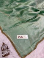 NoorPatta (Space silk saree) - Pistachio green - Image 2