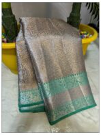 Sukhi (saree) - Silver and Mint - Image 2