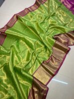 Sukhi (saree) - Parrot green and pink - Image 2