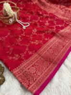 Suchitra (semi silk saree) - Hot pink - Image 3