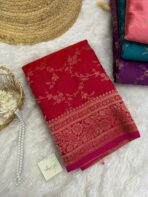 Suchitra (semi silk saree) - Hot pink - Image 2