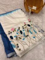 Gulnar bloom (organic linen cotton) - Blues - Image 3