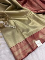 Thenral Poovizhi (dual tone soft silk) - Antique gold and red - Image 3