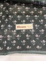 Janet (Semi-silk blend saree) - Bottle green - Image 4