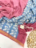 Jessi (Mul chanderi saree) - Maroon & Blue