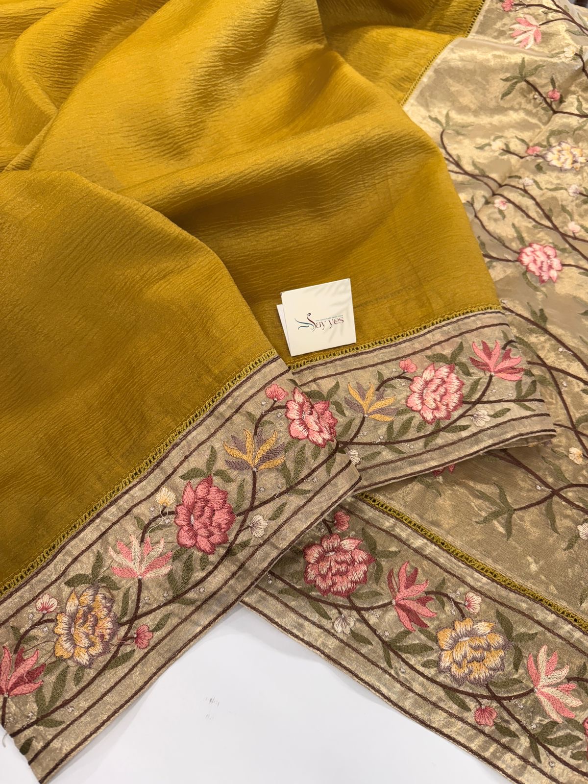 41bd649a-745a-41d3-b69d-5ec2d3e06653 Kamini (Crush tissue Organza) - Mustard - Image 1