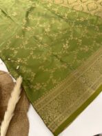 Suchitra (semi silk saree) - Parrot green - Image 2