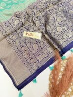 Sithara (Banarasi soft silk) - Turquoise & Navy - Image 2