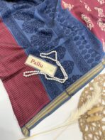 Jessi (Mul chanderi saree) - Maroon & Navy - Image 2