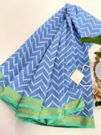 Jessi (Mul chanderi saree) - True blue & Turqoise