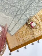 Sithara (Banarasi soft silk) - Grey & Caramel