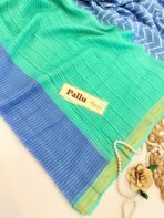 Jessi (Mul chanderi saree) - Turquoise & True blue - Image 2