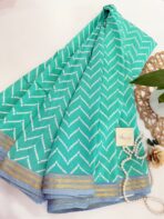 Jessi (Mul chanderi saree) - Turquoise & True blue