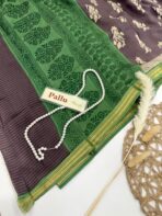 Jessi (Mul chanderi saree) - Eggplant & Green - Image 2