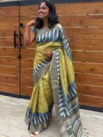 Gulabi (Kattam Tussar silk) - Sheen green