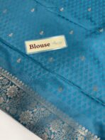 Suchitra (semi silk saree) - Teal blue - Image 5