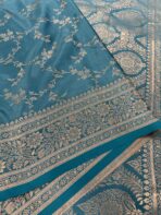 Suchitra (semi silk saree) - Teal blue - Image 3