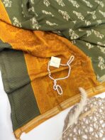 Jessi (Mul chanderi saree) - Olive & Mustard