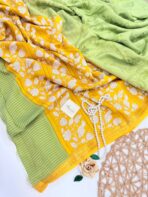 Jessi (Mul chanderi saree) - Lime & Yellow