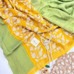 Jessi (Mul chanderi saree) - Lime & Yellow