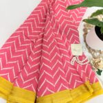 Jessi (Mul chanderi saree) - Peach & Sunshine