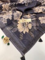 Janet (Semi-silk blend saree) - Navy - Image 3