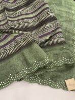 Aathmika (Handloom Tussar) - Forest Green - Image 3