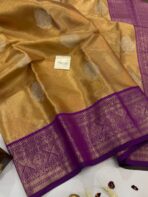 Dakshayini (Kancheevaram soft silk) - Honey gold & Purple - Image 3