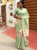 Meghna (Mursh silk) - Sage green - Image 2