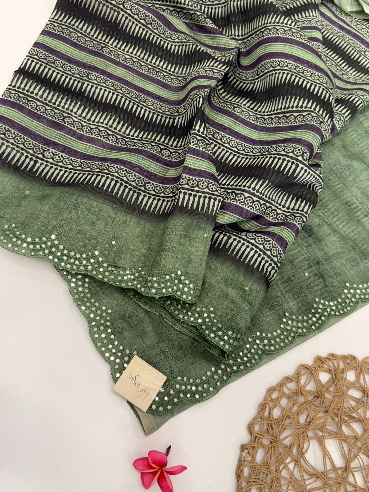 18ab185f-f8c0-4ae4-a1e8-4c263663d0ab Aathmika (Handloom Tussar) - Forest Green - Image 1
