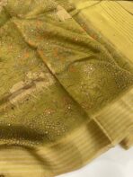 Kushi (Banarasi tissue silk) - Olive green - Image 4