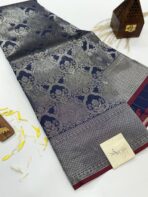 Meyyazhagi (Semi silk saree) - Navy - Image 2