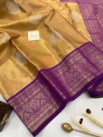 Dakshayini (Kancheevaram soft silk) - Honey gold & Purple - Image 4
