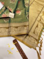 Poongothai (Kancheevaram soft silk) - Golden green - Image 3