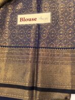 Chandrika (Kancheevaram tissue silk) - Golden peach & Navy - Image 6