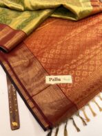 Chandrika (Kancheevaram tissue silk) - Pista green & Maroon - Image 4